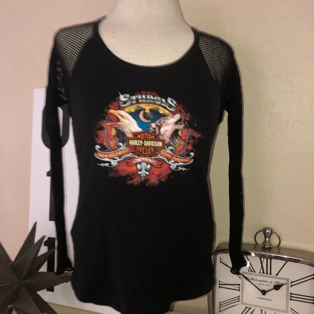 Harley Davidson Sturgis Mesh Arm Pullover - Picture 2 of 5